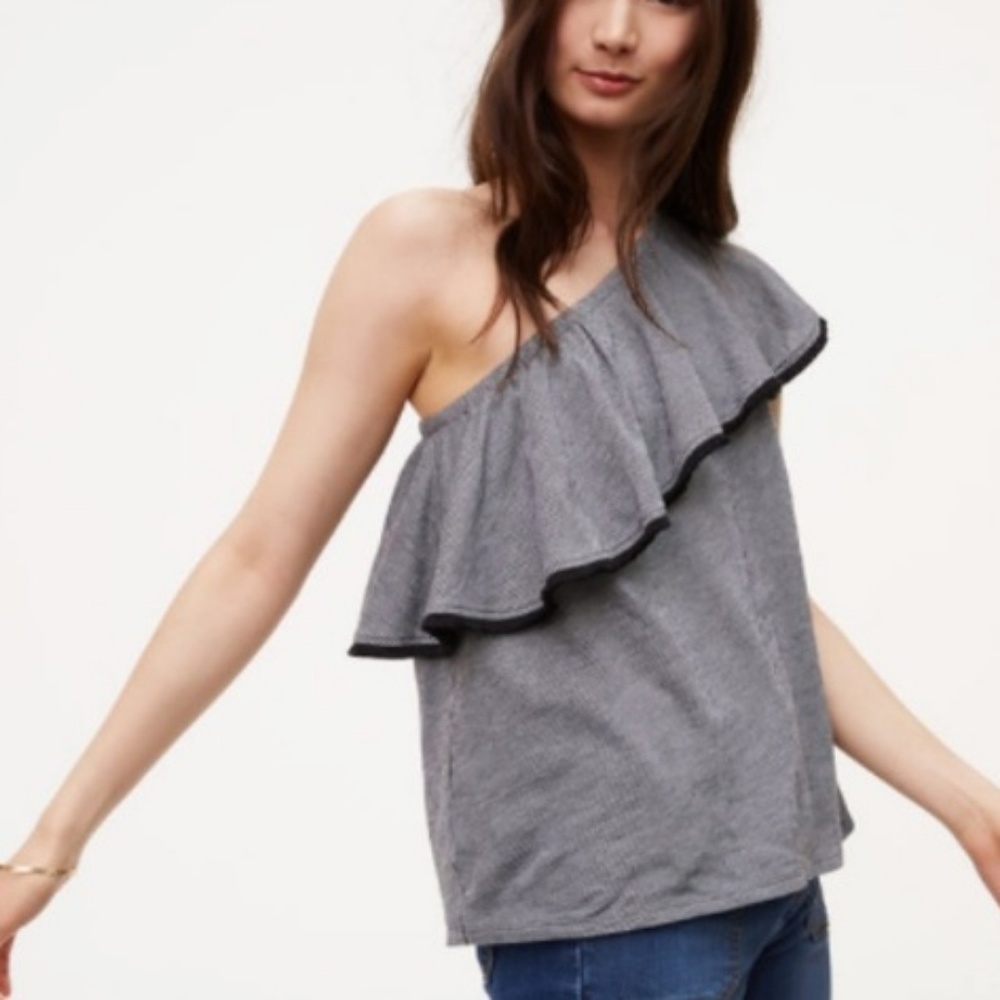 Loft Striped One Shoulder Top